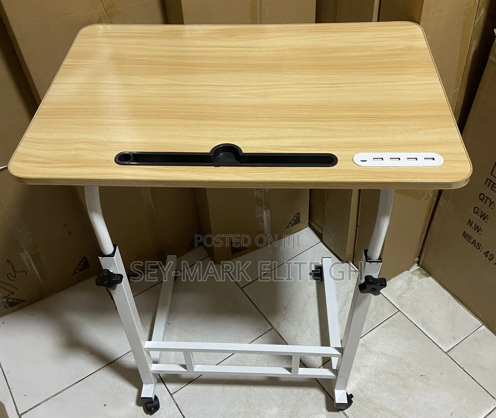Adjustable Wooden Study Table With Usb Ports