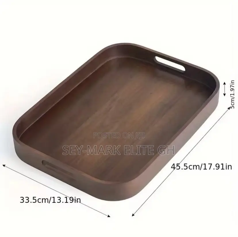 3 Set Quality Dark Wooden Serving Tray