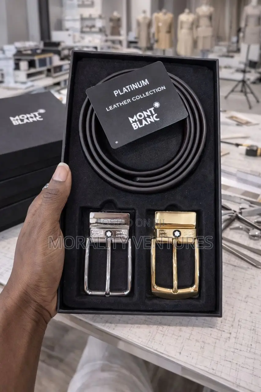 Mont Blanc Leather Belt With Multiple Buckles