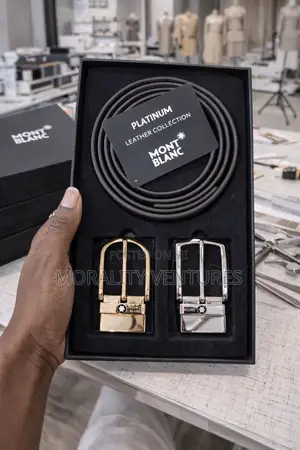 Mont Blanc Leather Belt With Multiple Buckles