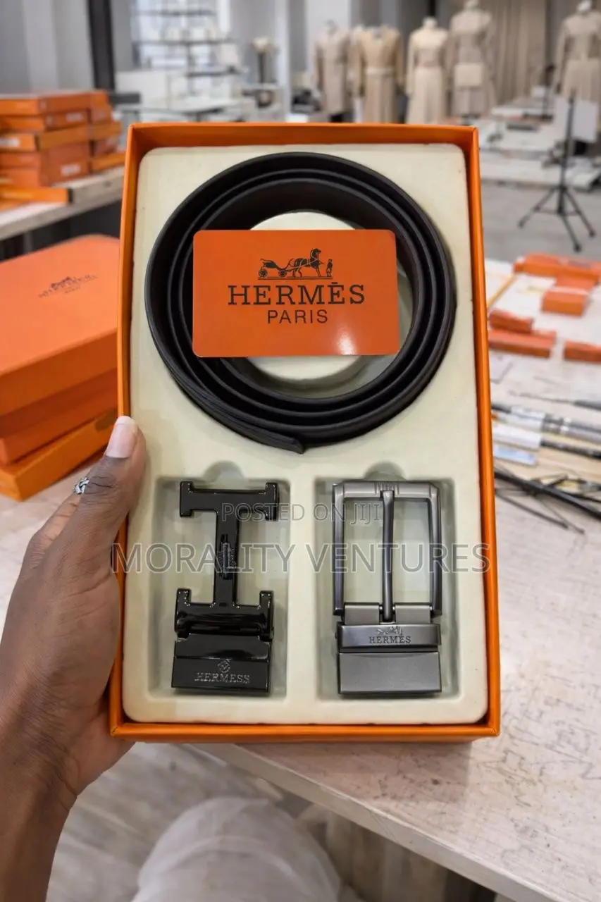 Hermes Leather Belt With Multiple Buckles