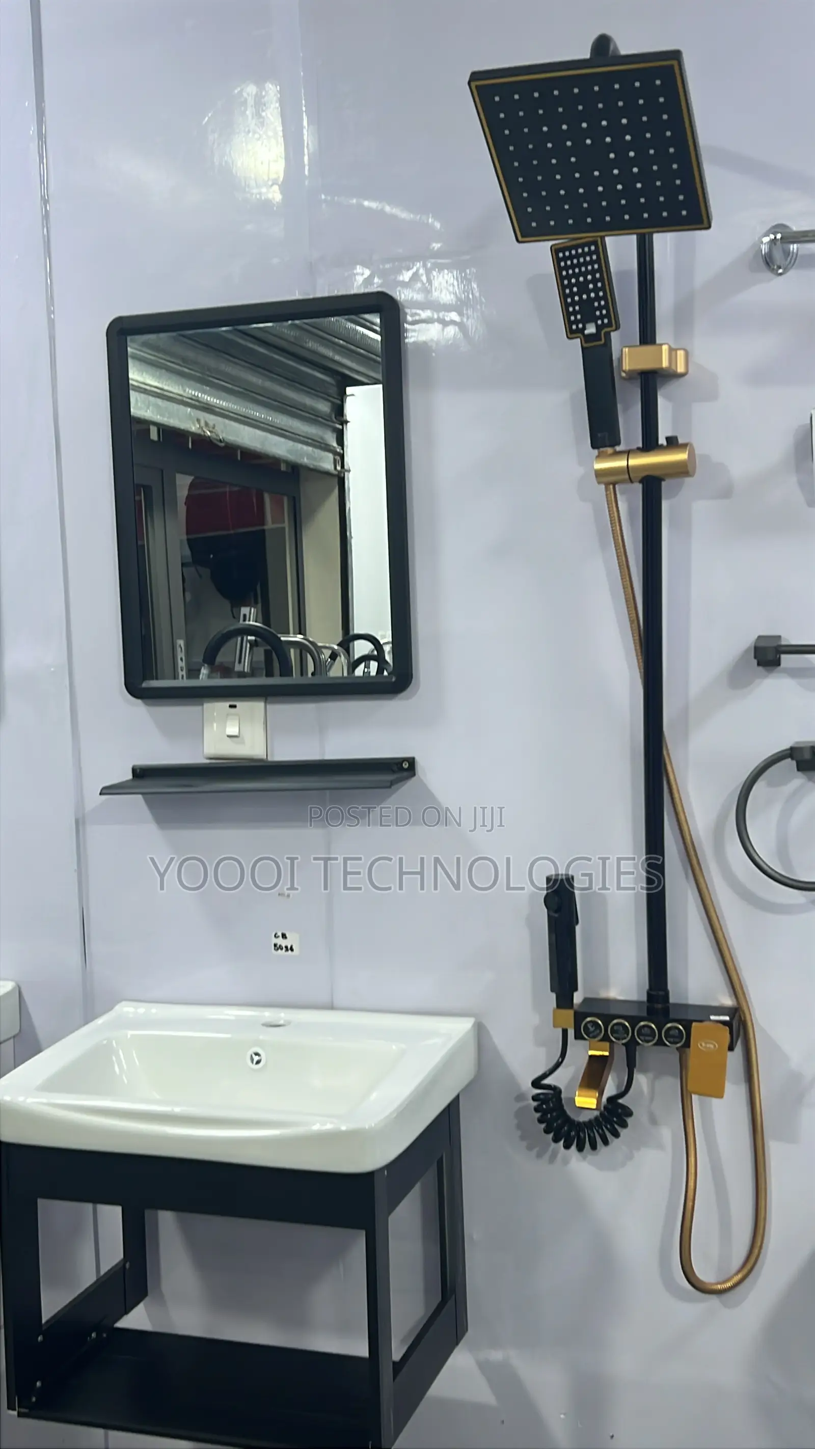 Black Gold Shower Set Mini Cabinet Basin With Tap Set