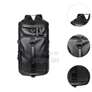 Multi-Functional Leather Travel Backpack With Shoe Compartment - Black