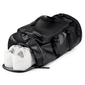 Multi-Functional Leather Travel Backpack With Shoe Compartment - Black