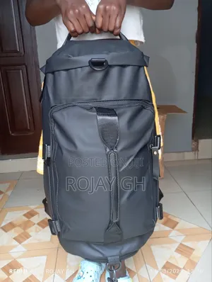 Multi-Functional Leather Travel Backpack With Shoe Compartment - Black