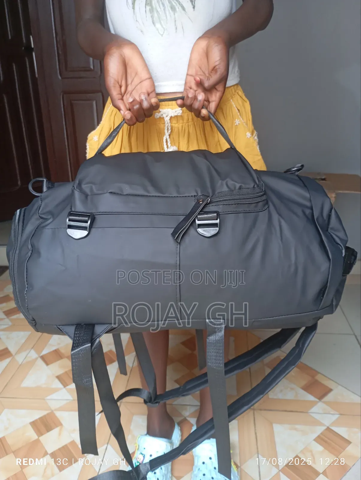 Multi-Functional Leather Travel Backpack With Shoe Compartment - Black