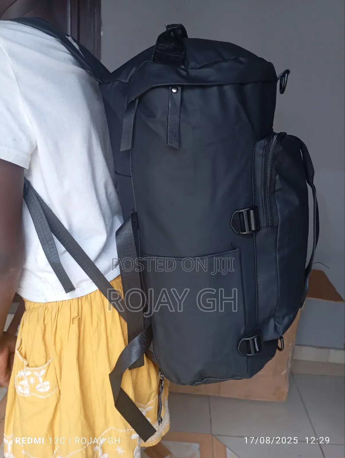 Multi-Functional Leather Travel Backpack With Shoe Compartment - Black