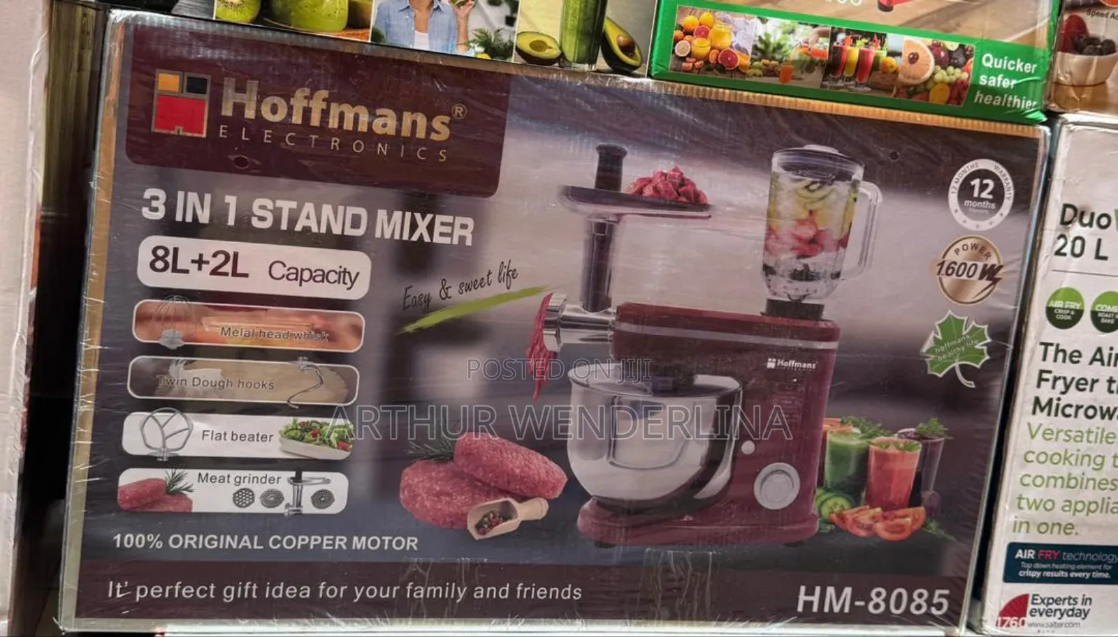 Hoffmans 3-in-1 Stand Mixer, 8l Pus 2liters