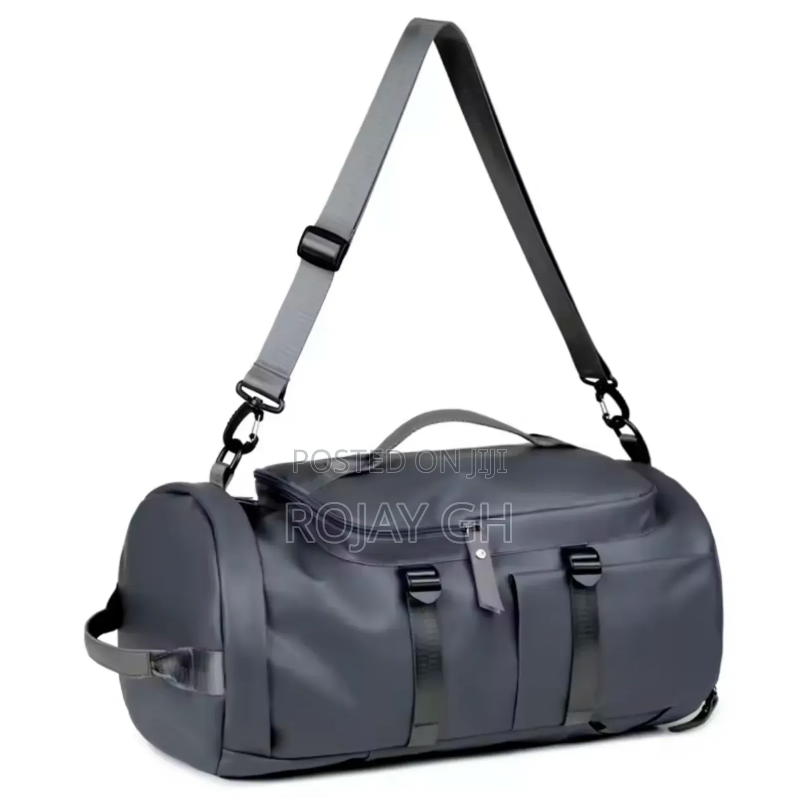 Multi-Functional Leather Travel Backpack With Shoe Compartment - Gray