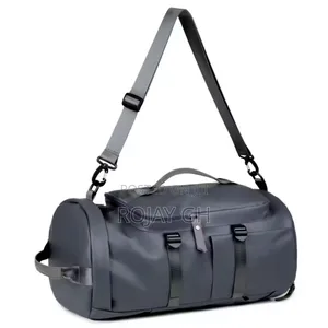 Multi-Functional Leather Travel Backpack With Shoe Compartment - Gray