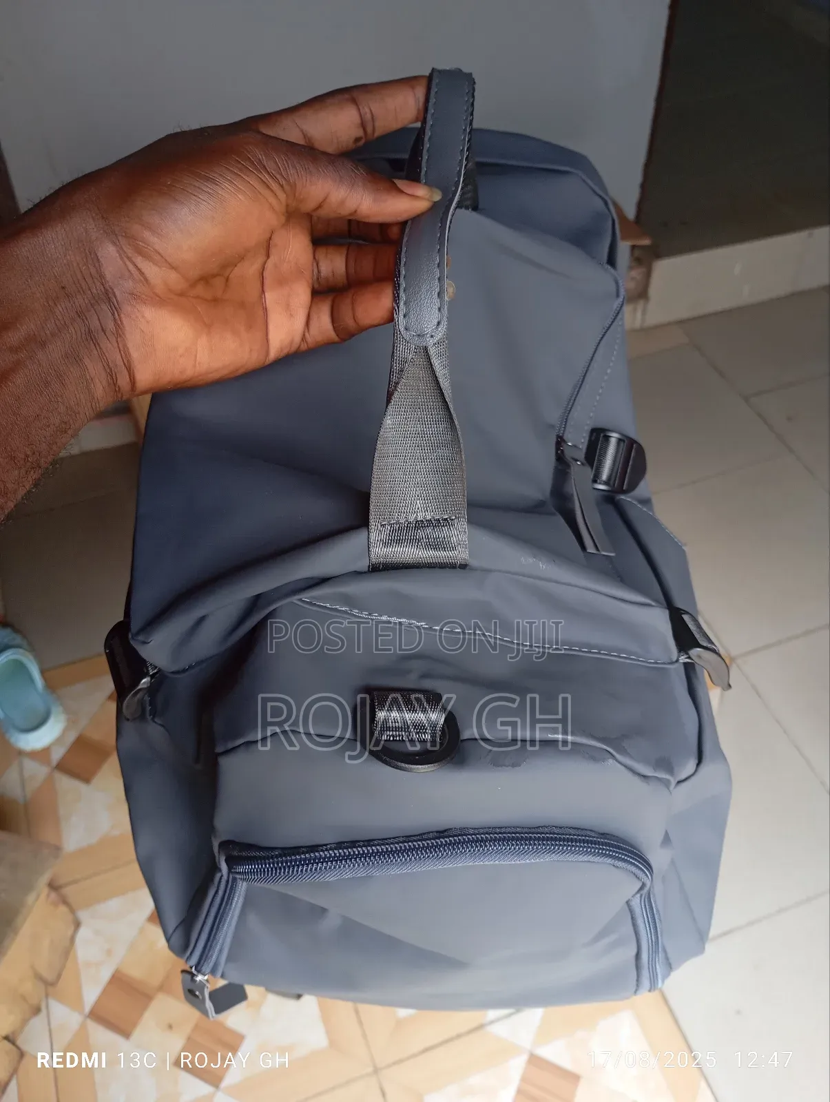 Multi-Functional Leather Travel Backpack With Shoe Compartment - Gray