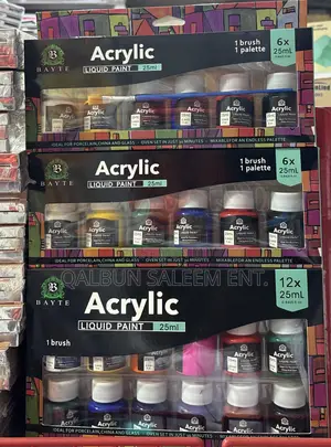 Acrylic 25ml X 6 Liquid Paint With Brush 🖌