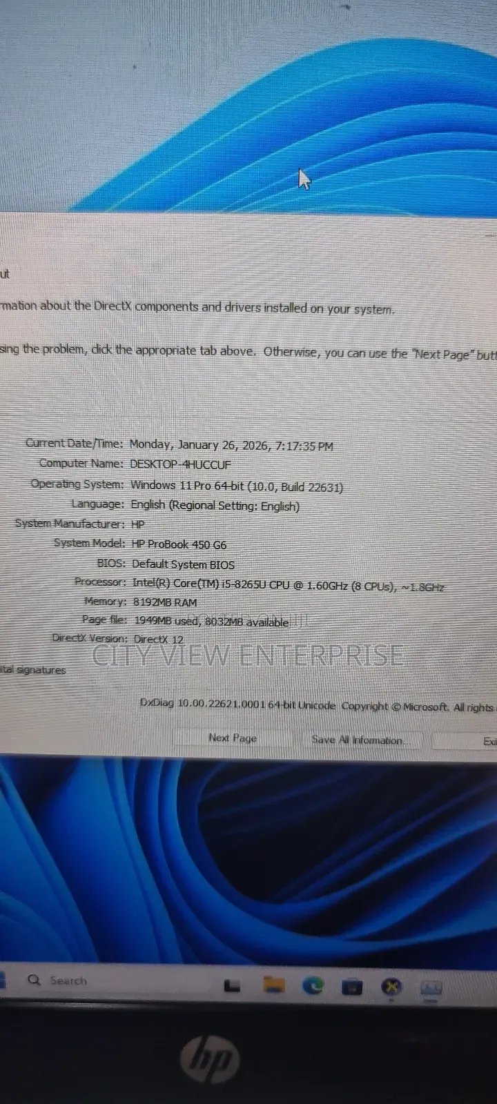 Laptop HP ProBook 450 G6 8GB Intel Core I5 SSD 256GB