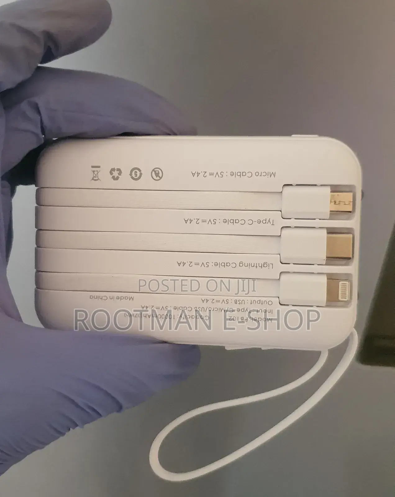 10,000mah - Self Cable - Dual Touch Light