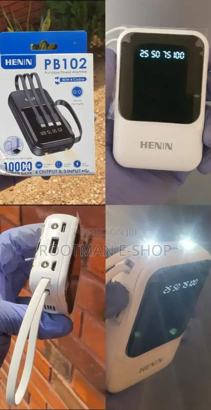 Powerful Henin Powerbank - Self Cables With Led Display