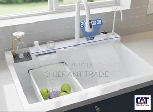 White Digital Luxury Waterfall Kitchen Sink