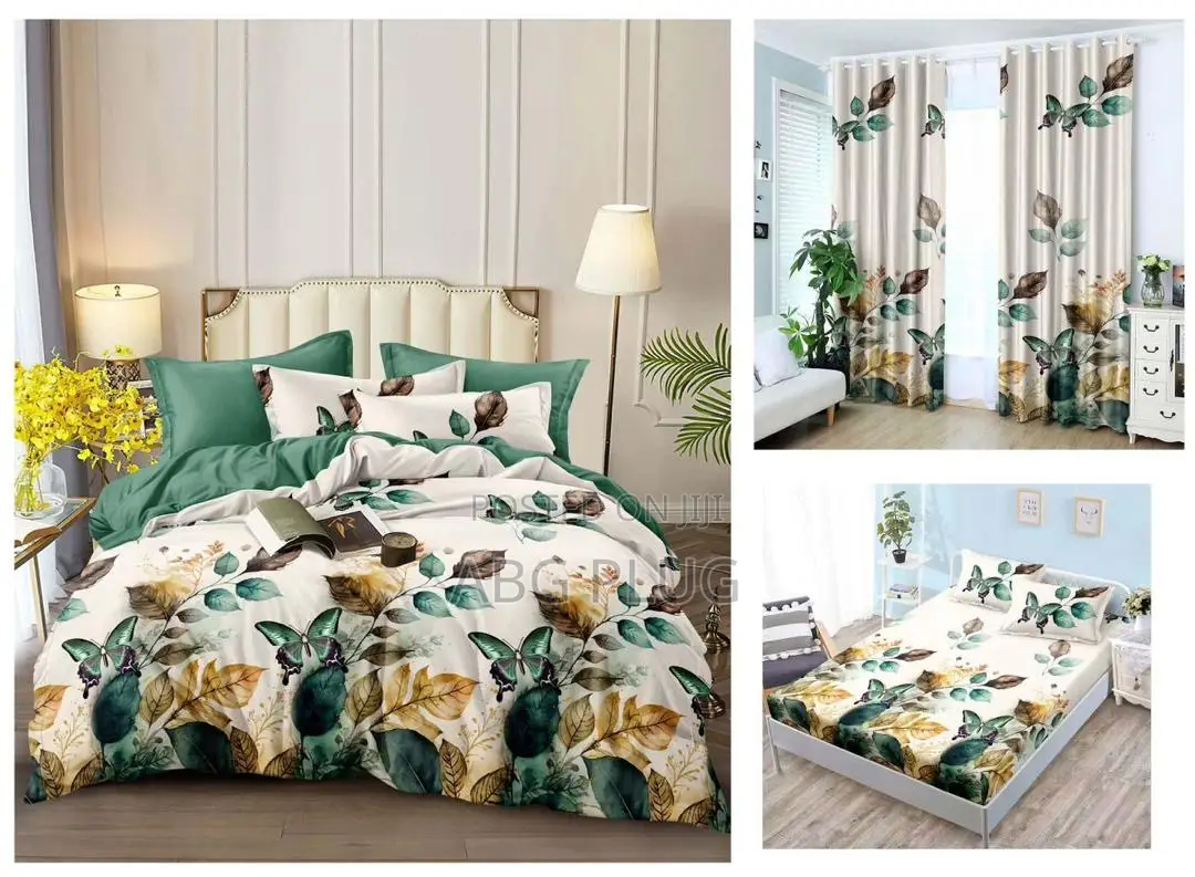 12 Piece Bedsheets With Curtains Set