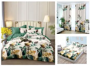 12 Piece Bedsheets With Curtains Set