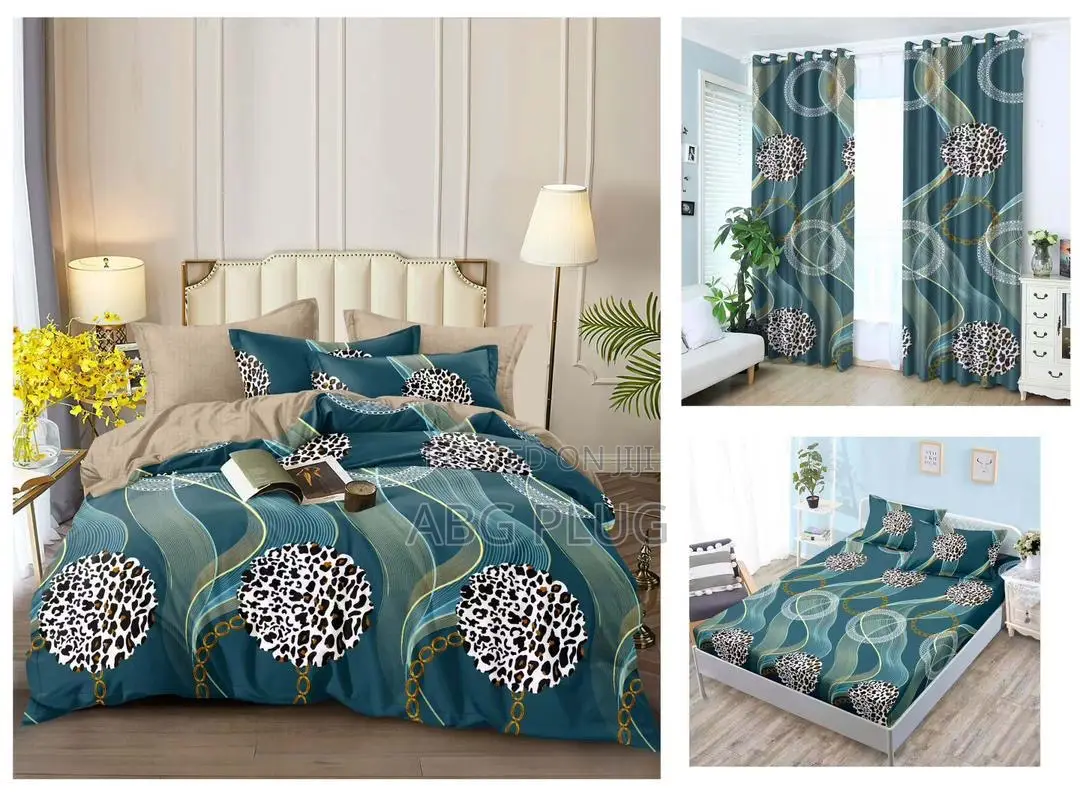 12 Piece Bedsheets With Curtains Set