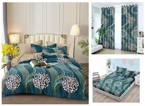 12 Piece Bedsheets With Curtains Set