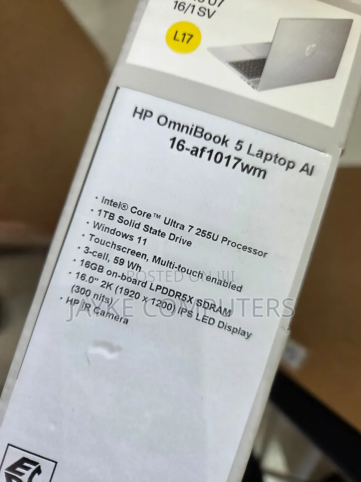 New Laptop HP OmniBook 5 16" 16GB Intel Core Ultra 7 SSD 1T