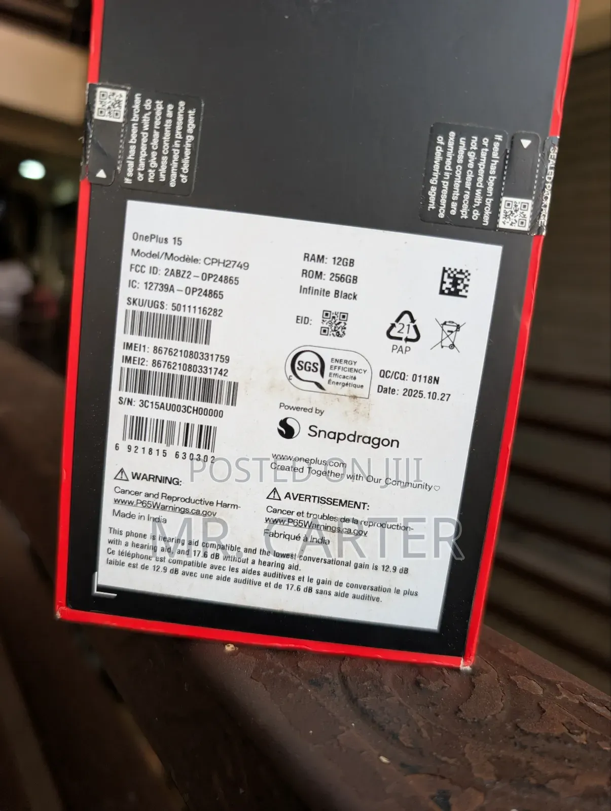 New OnePlus 15 256 GB Black