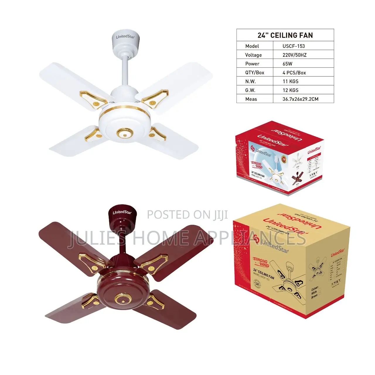 24 Inches Long Lasting United Star Ceiling Fan