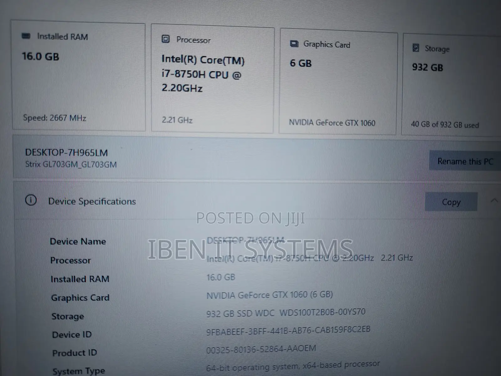 Laptop Asus ROG Strix G17 16GB Intel Core i7 SSD 1T