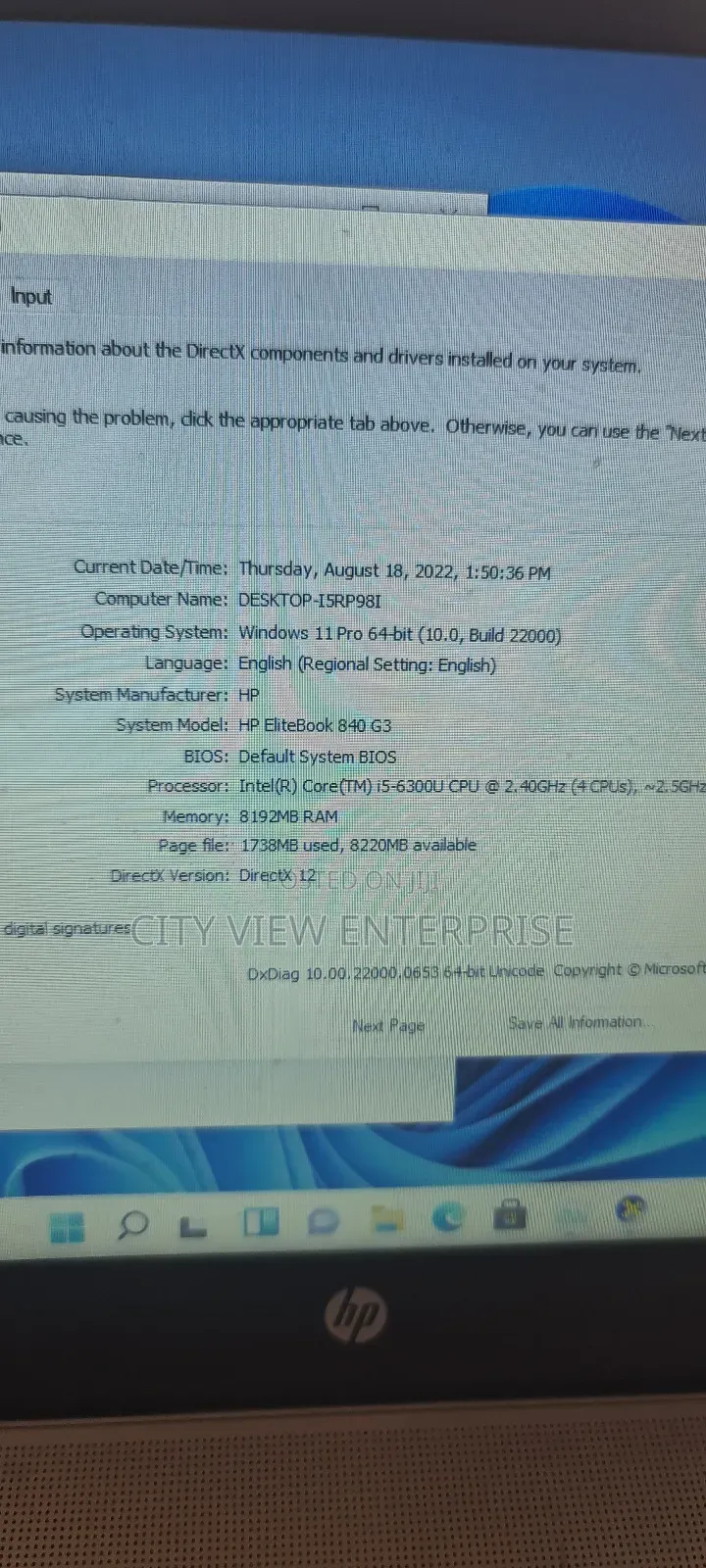 Laptop HP EliteBook 840 G3 8GB Intel Core I5 SSD 256GB