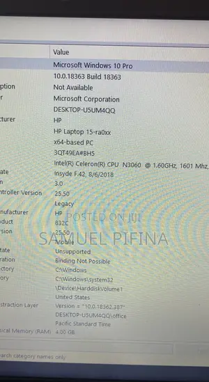 Laptop HP 15 4GB Intel HDD 500GB
