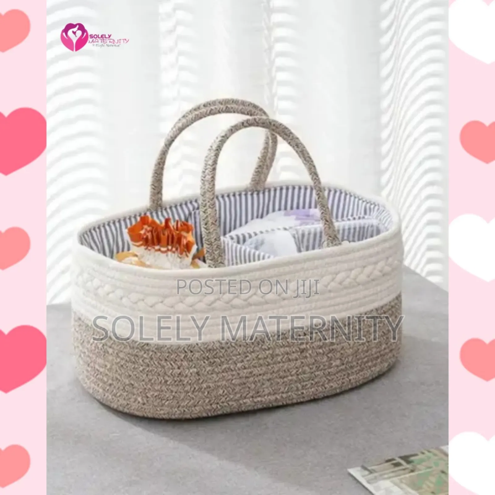 Heavy Woven Neutral Diaper Caddy Bag