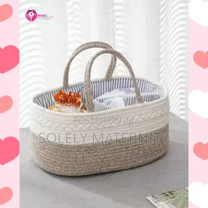 Heavy Woven Neutral Diaper Caddy Bag