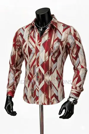 Original Flower Designed Silky Long Shirt in M-2xl