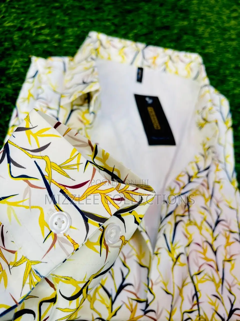Original Flower Designed Silky Long Shirt in M-2xl