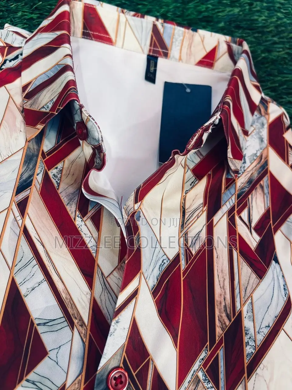 Original Flower Designed Silky Long Shirt in M-2xl
