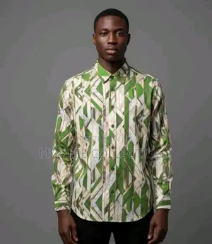 Original Flower Designed Silky Long Shirt in M-2xl