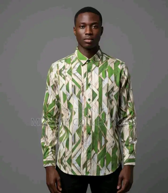 Original Flower Designed Silky Long Shirt in M-2xl