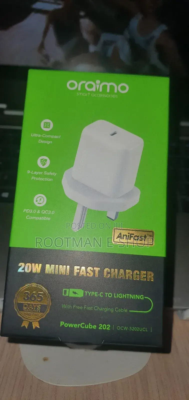 Original Oraimo Type-C to Lightning Charger 20w