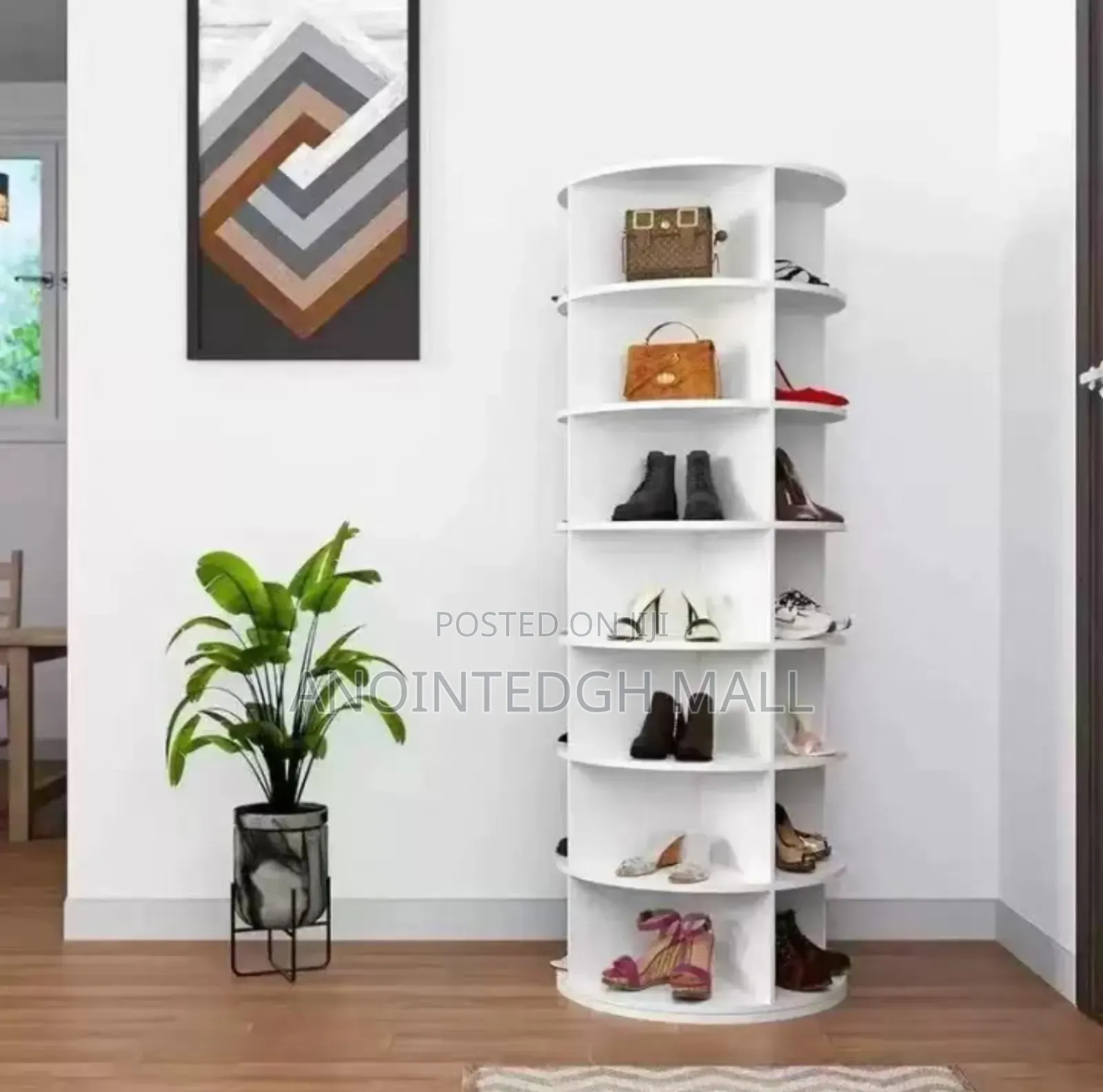 Modern Rotating 360 Shoe Rack - White