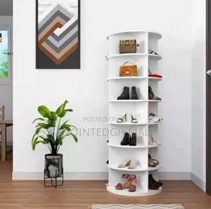 Modern Rotating 360 Shoe Rack - White