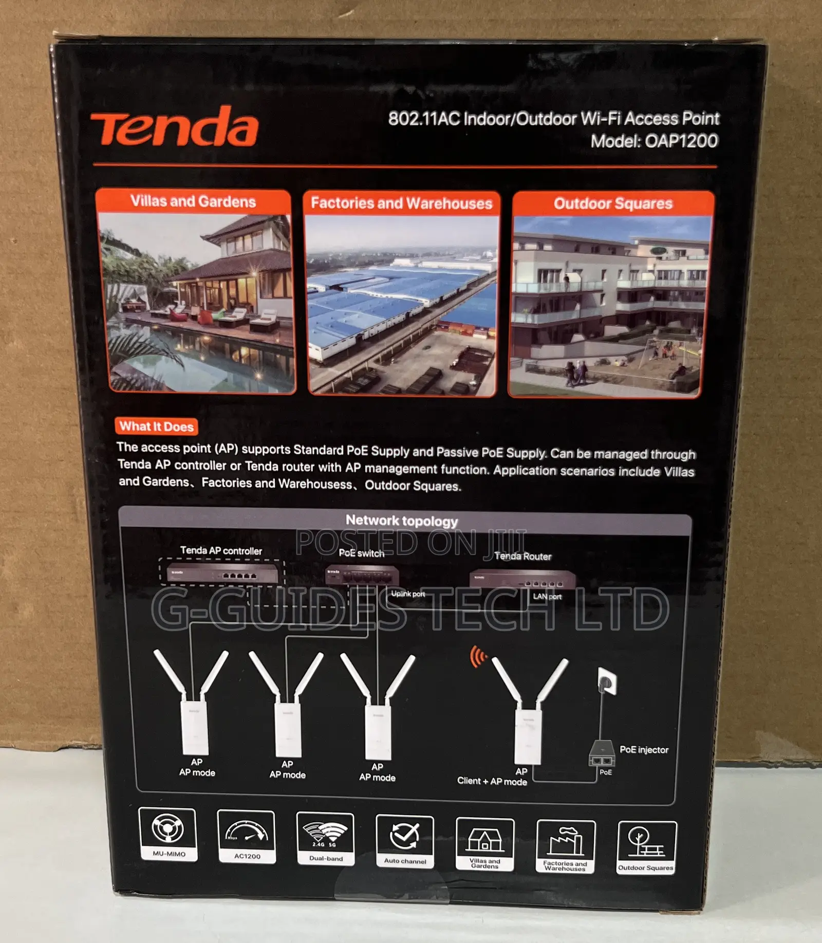 Tenda Ac1200 Dual-Band Indoor/Outdoor Wi-Fi Access Point Oap1200