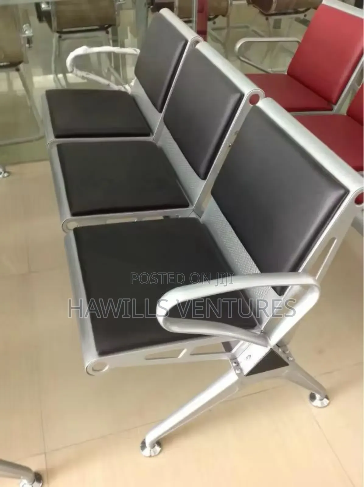 Black 3 in 1 Metalic Waiting Chair