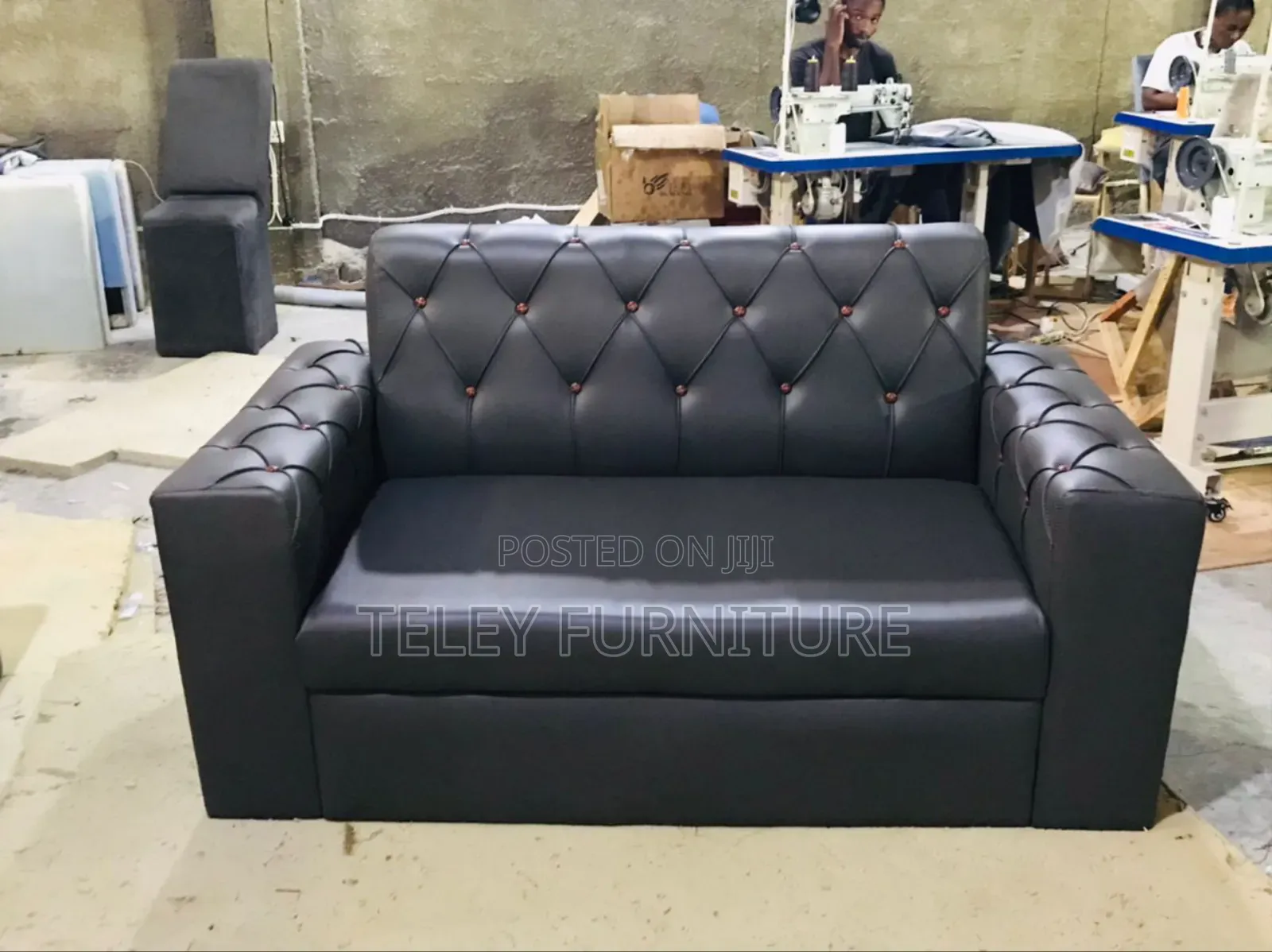 Black Leather 2 Seater