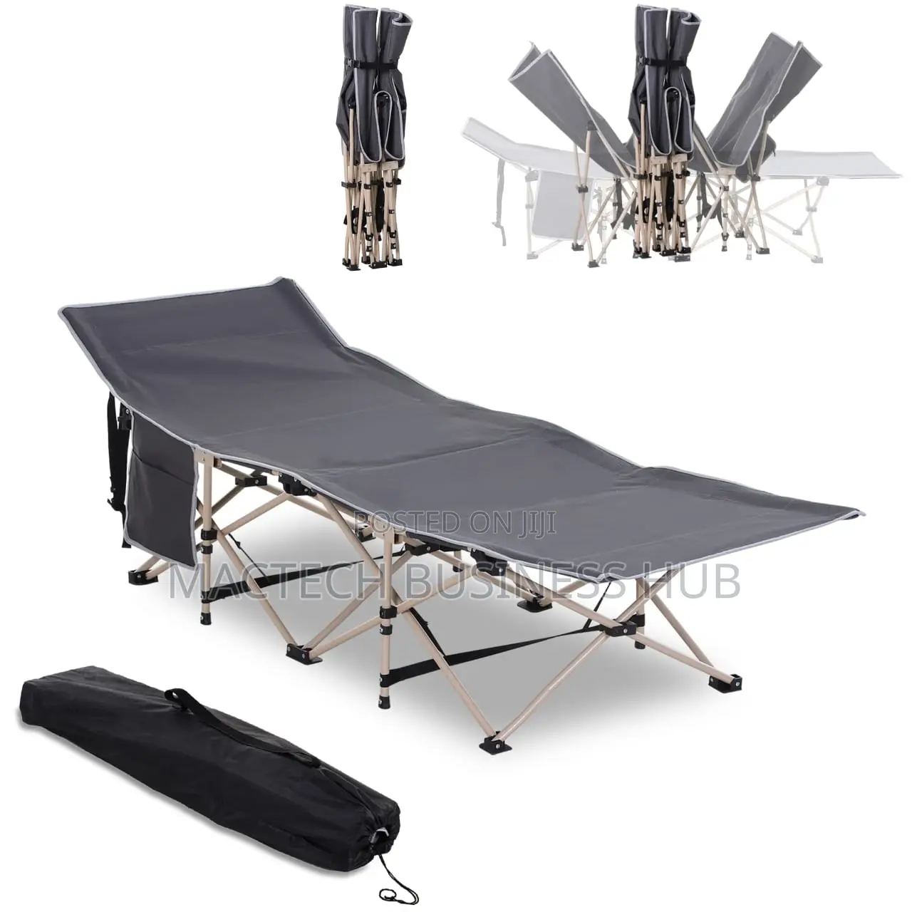 Portable Folding Camping Cot Reclining Lounge Bed