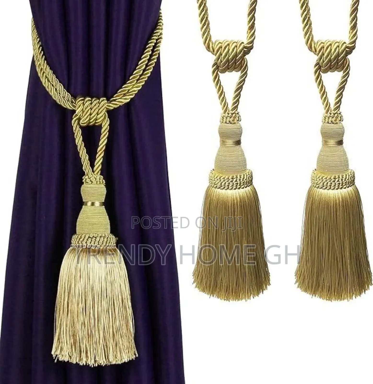 Elegant Curtains Tie-Backs Holdbacks With Tassel Home Office Decor