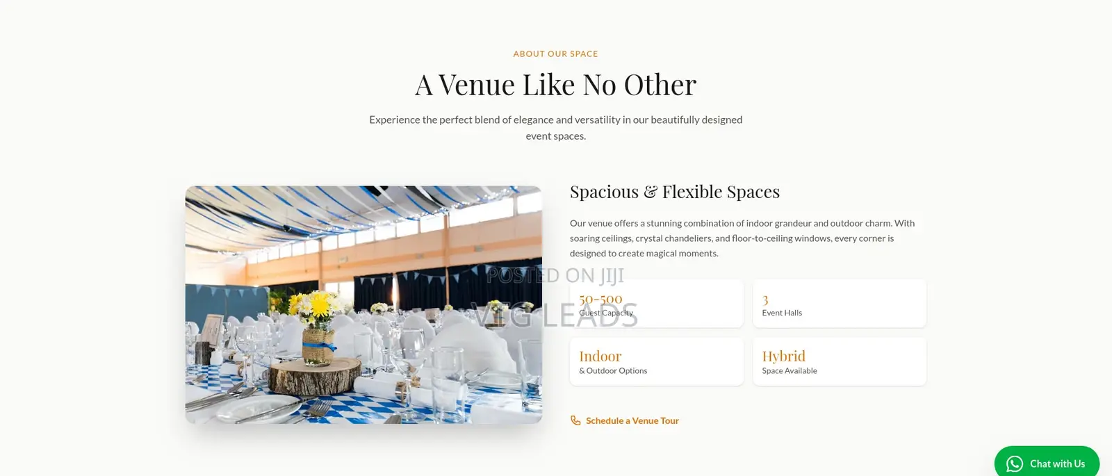 Event Venue Website - Call and Whatsapp Optimized (Ready to Use)–