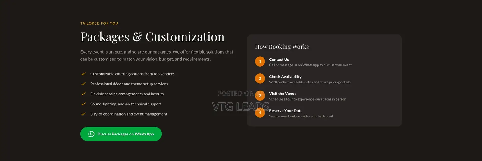 Event Venue Website - Call and Whatsapp Optimized (Ready to Use)–