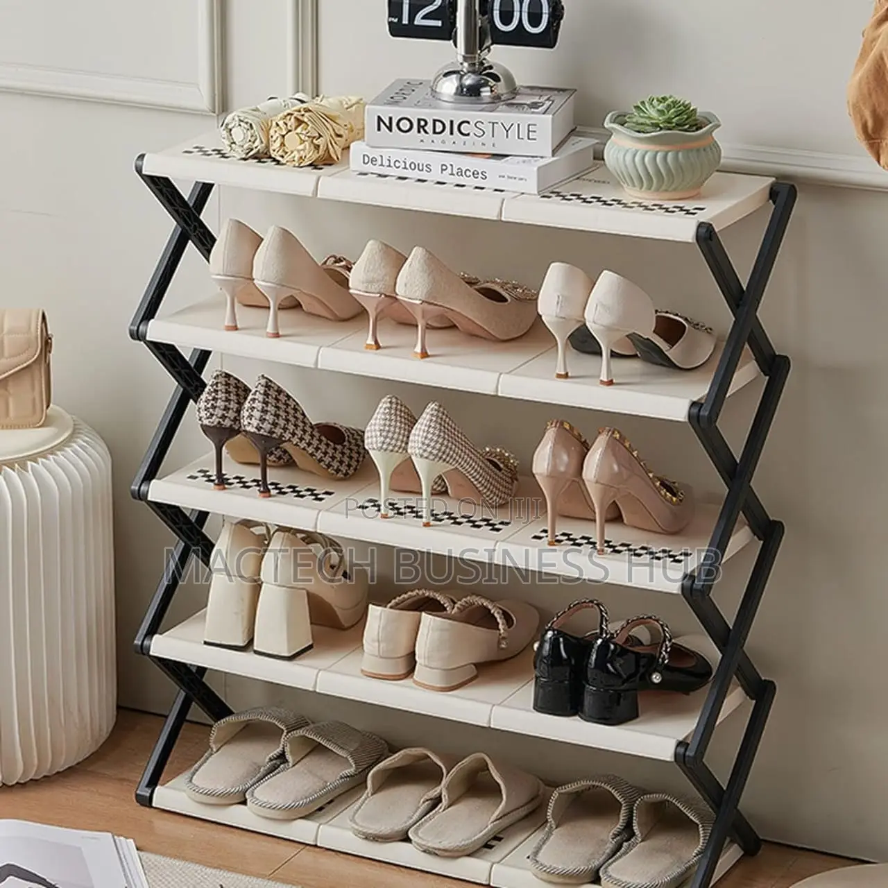 5-Tier Foldable X-Type Shoe Rack