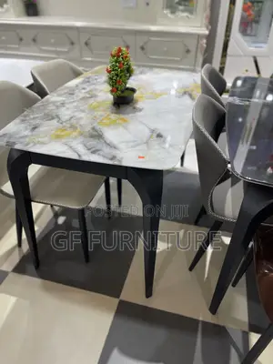 Modern Marble-Top Dining Set(4 Chairs)