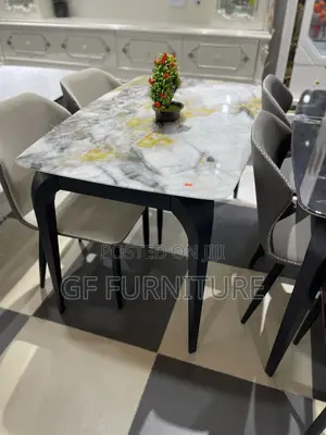 Modern Marble-Top Dining Set(4 Chairs)